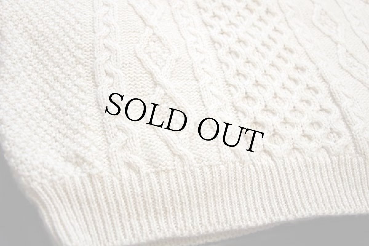 画像5: TIVOLI aran ケーブル編み ウールニット カーディガン ナチュラル L★フィッシャーマン (5)