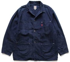 画像1: Ober ORIGINAL JEANS ダック地 カバーオール 紺 フェード L (1)