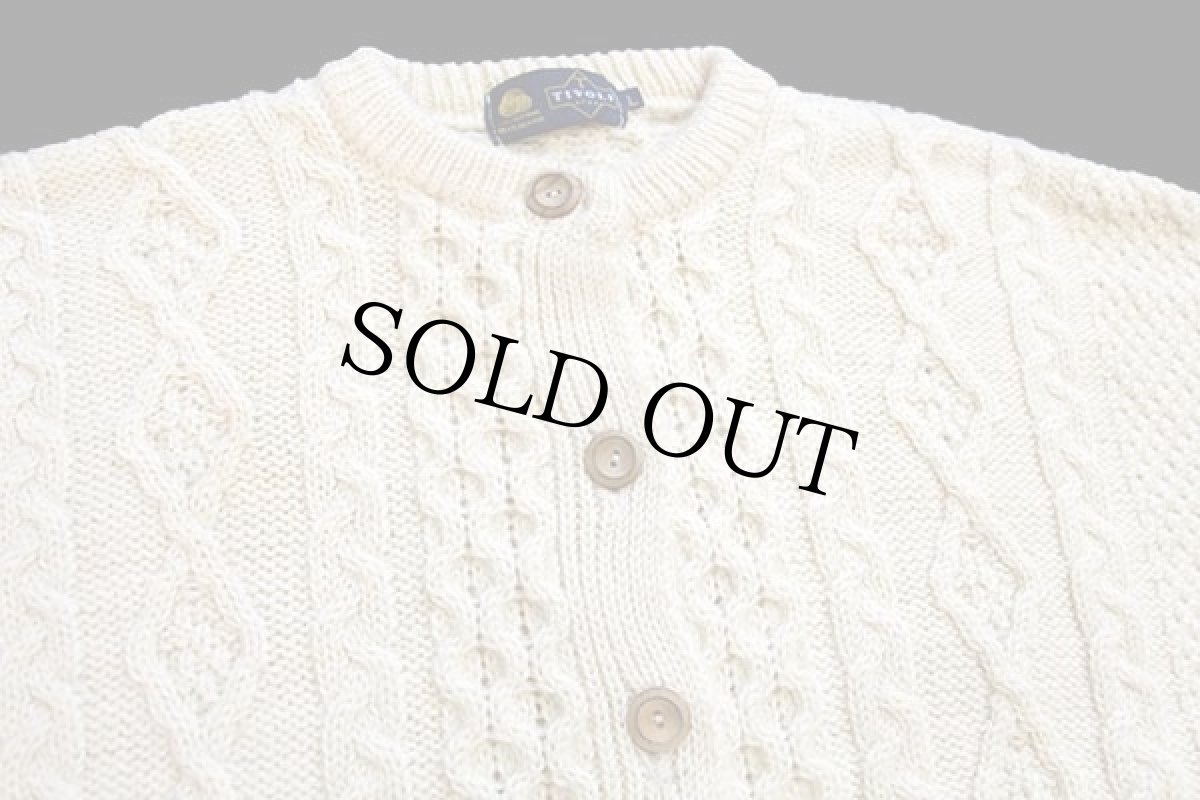 画像3: TIVOLI aran ケーブル編み ウールニット カーディガン ナチュラル L★フィッシャーマン (3)