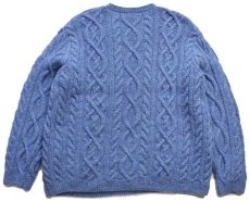 画像2: 00s LANDS'ENDランズエンド ケーブル編み ウールニット セーター ブルー ミックス XXL★フィッシャーマン (2)