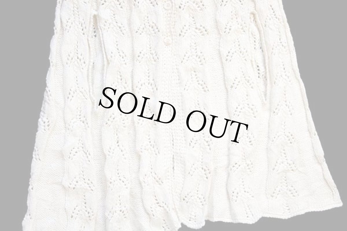 画像5: ビンテージ スタンドカラー カギ編み ウール×アクリル ハンドニット ポンチョ ナチュラル (5)