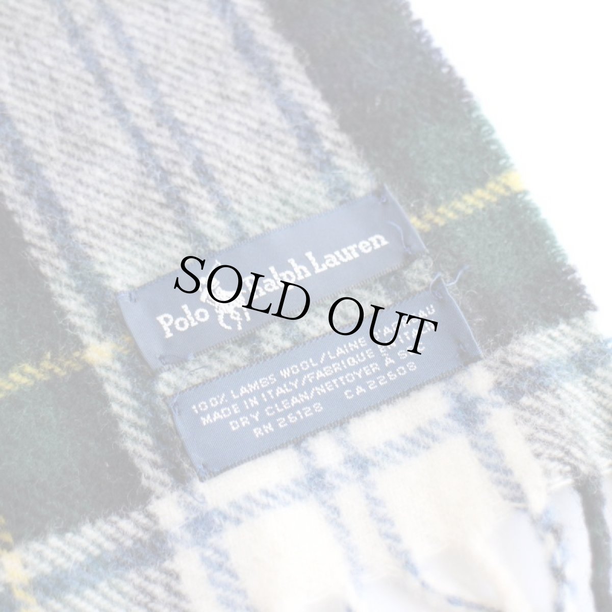 画像3: イタリア製 ラルフローレン MERCER RL POLO TEAM ユニオンジャック 刺繍 タータンチェック ラムウール マフラー (3)