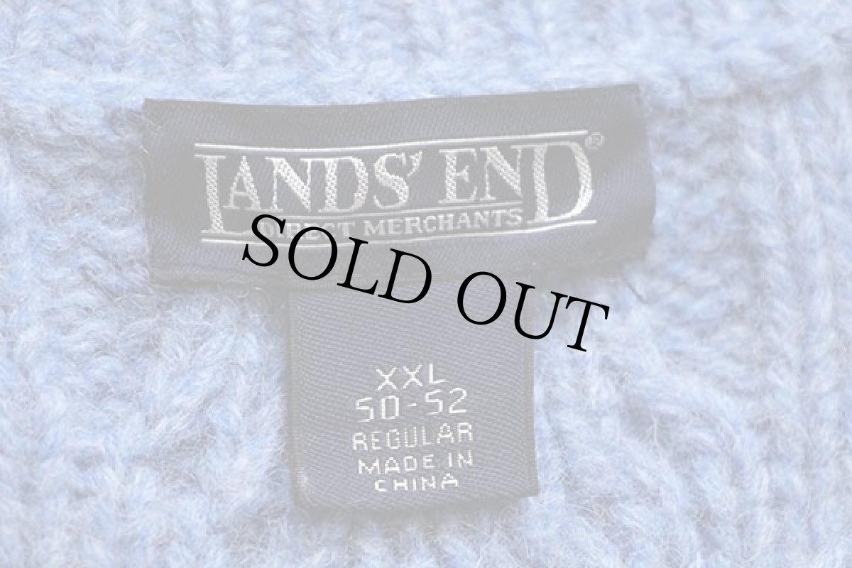 画像4: 00s LANDS'ENDランズエンド ケーブル編み ウールニット セーター ブルー ミックス XXL★フィッシャーマン (4)