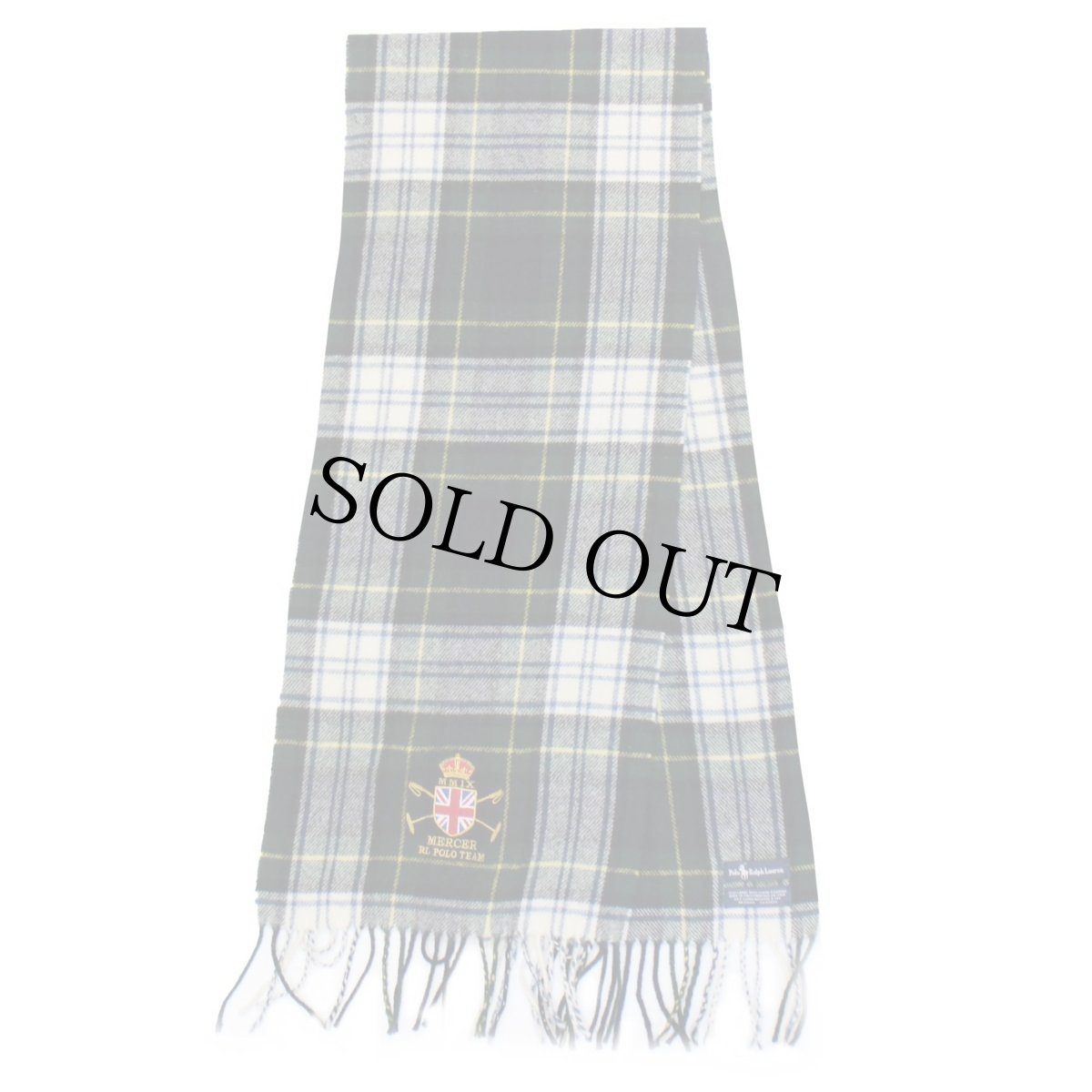 画像2: イタリア製 ラルフローレン MERCER RL POLO TEAM ユニオンジャック 刺繍 タータンチェック ラムウール マフラー (2)