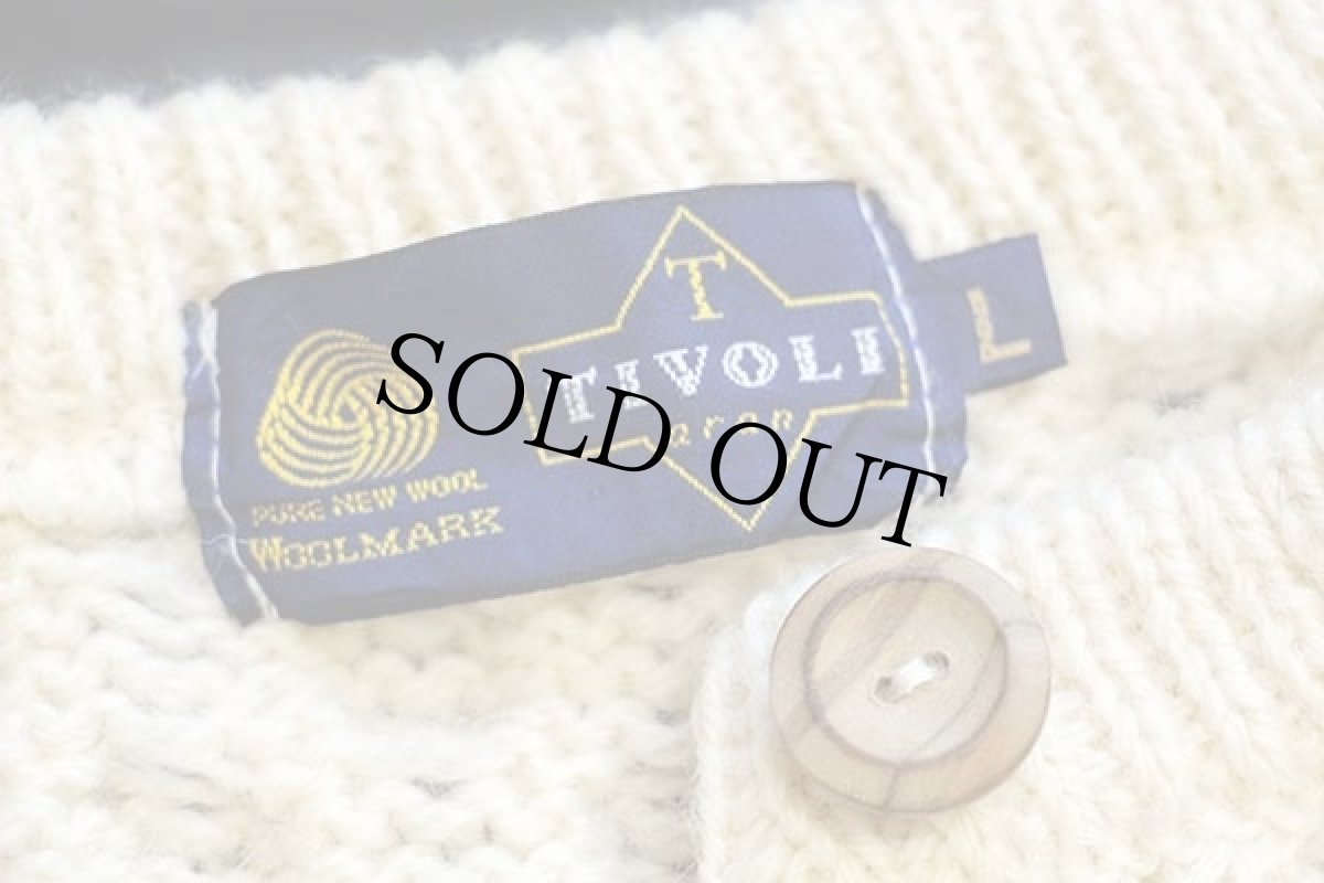 画像4: TIVOLI aran ケーブル編み ウールニット カーディガン ナチュラル L★フィッシャーマン (4)