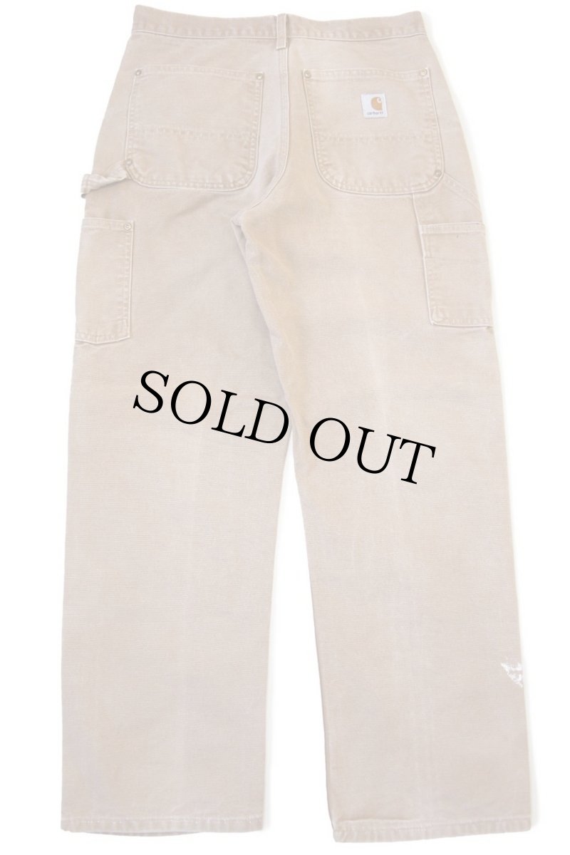 画像3: 00s USA製 carharttカーハート ダブルニー ダック地 ペインターパンツ ペンキ飛び 茶 w31 L30 (3)