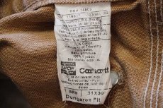 画像5: 00s USA製 carharttカーハート ダブルニー ダック地 ペインターパンツ ペンキ飛び 茶 w31 L30 (5)