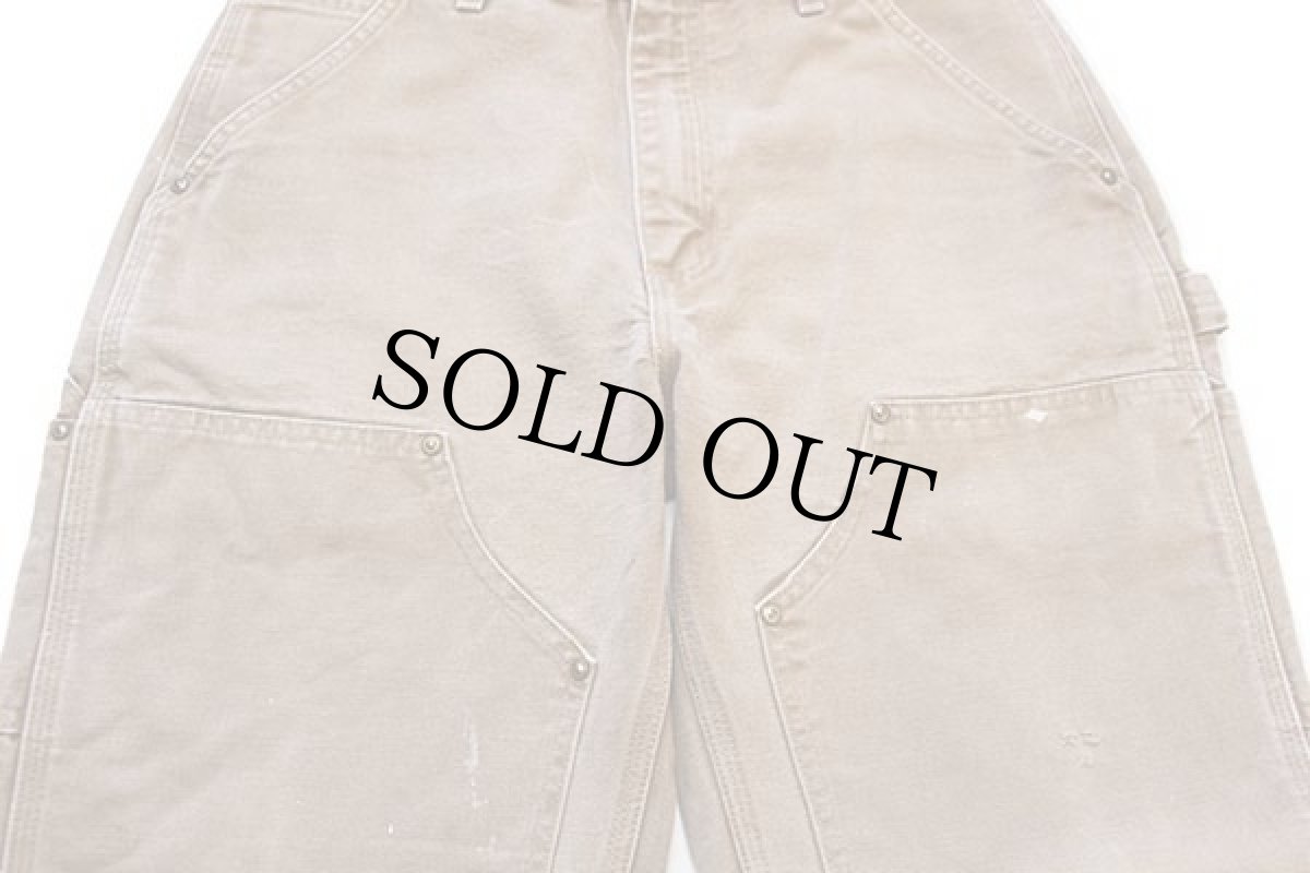 画像6: 00s USA製 carharttカーハート ダブルニー ダック地 ペインターパンツ ペンキ飛び 茶 w31 L30 (6)