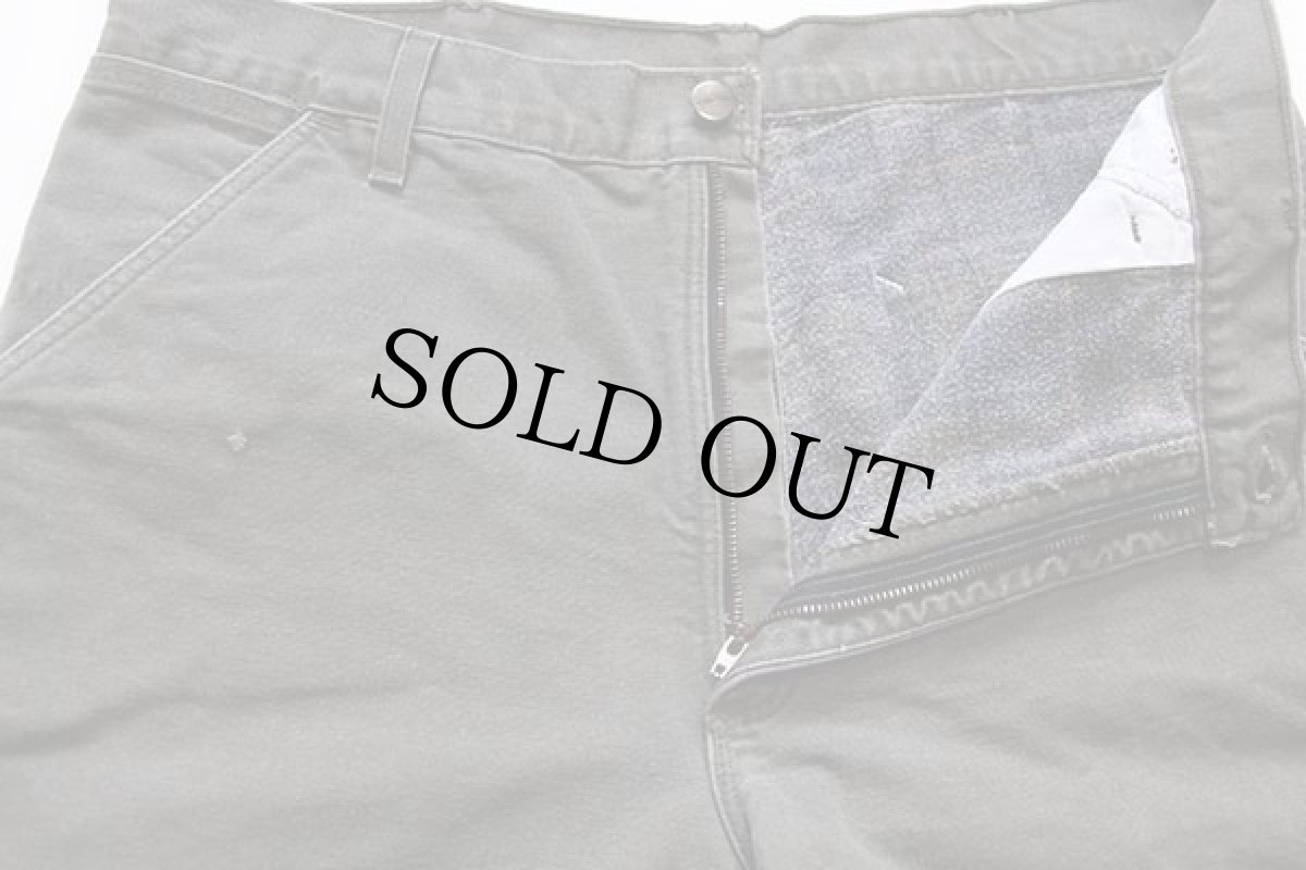 画像4: 00s USA製 carharttカーハート チェック ネルライナー ダック地 ペインターパンツ モスグリーン w36 L32 (4)