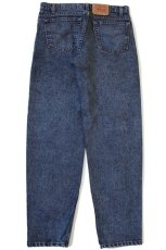 画像3: 90s USA製 Levi'sリーバイス 550 ケミカルウォッシュ カラーデニムパンツ 紺 w34 L32★アシッド (3)