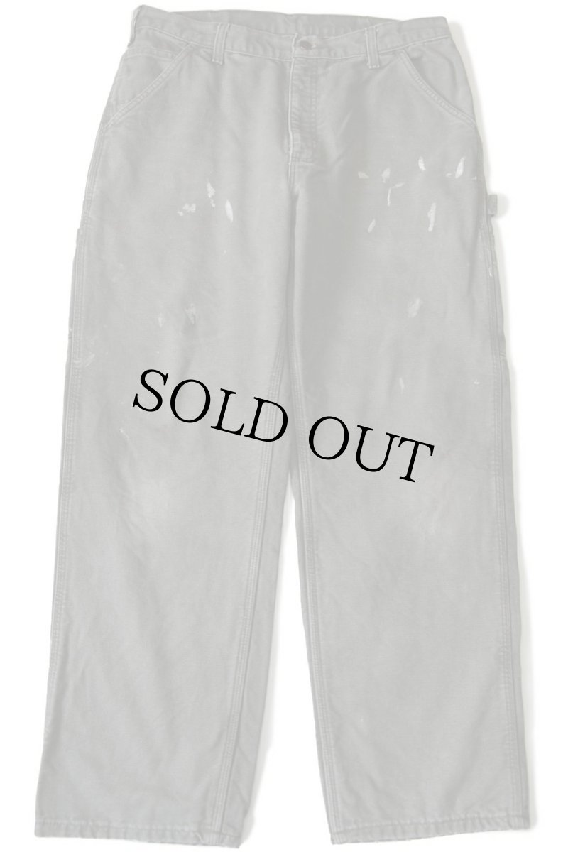 画像2: carharttカーハート チェック ネルライナー ダック地 ペインターパンツ ペンキ飛び モスグリーン w34 L30 (2)