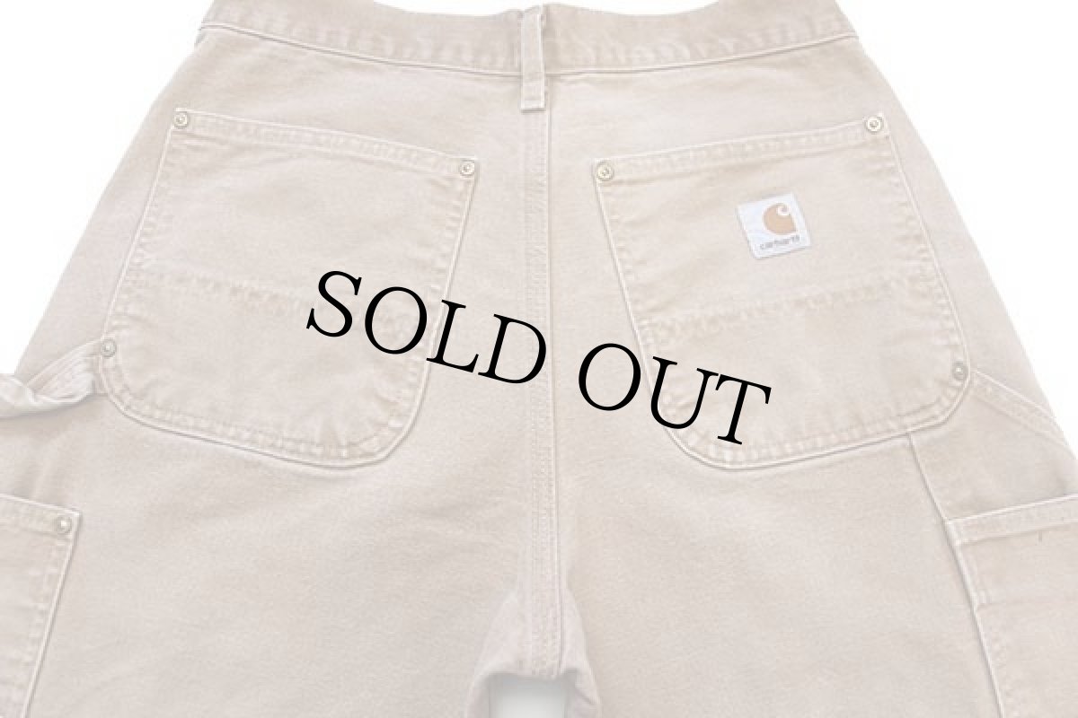 画像4: 00s USA製 carharttカーハート ダブルニー ダック地 ペインターパンツ ペンキ飛び 茶 w31 L30 (4)