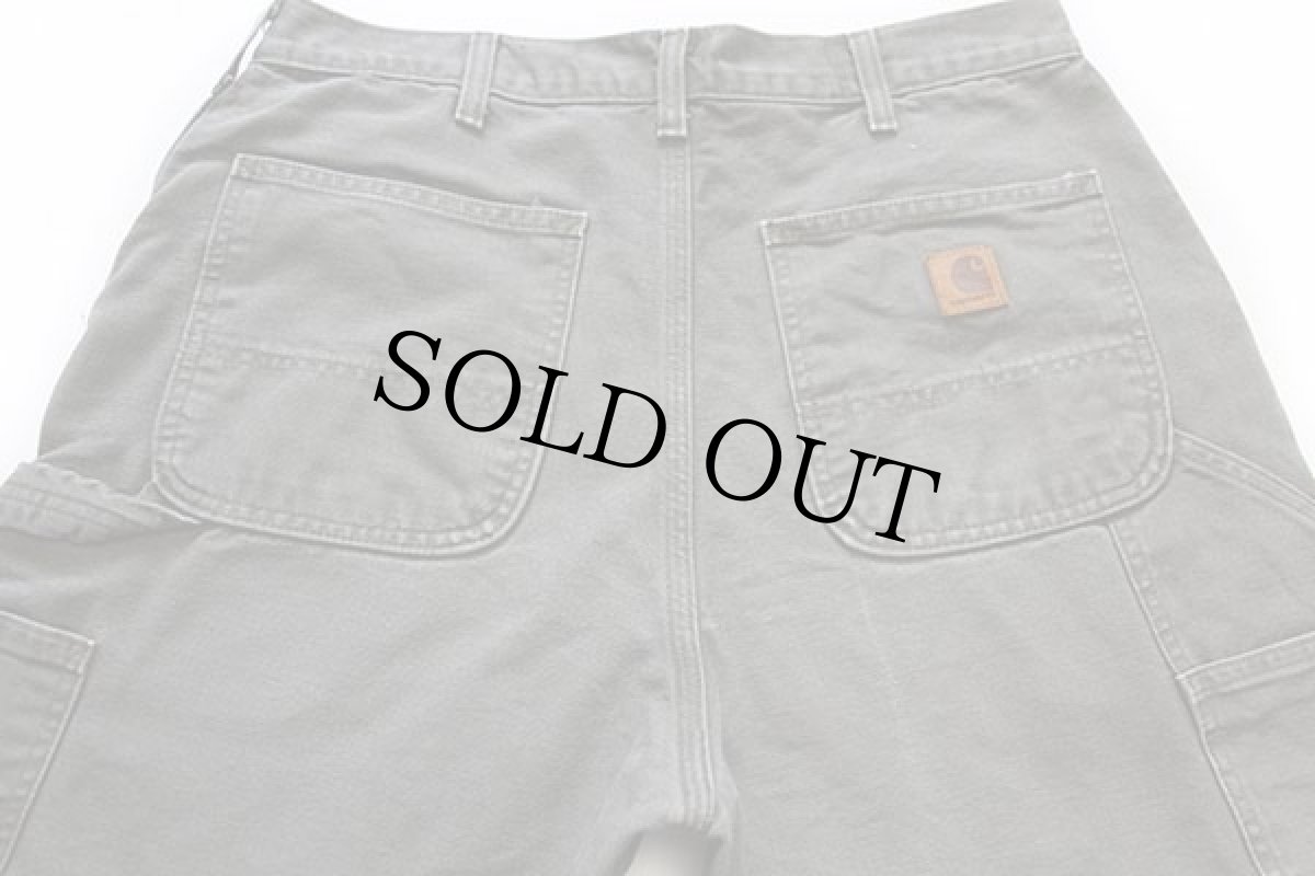 画像5: carharttカーハート チェック ネルライナー ダック地 ペインターパンツ ペンキ飛び モスグリーン w34 L30 (5)