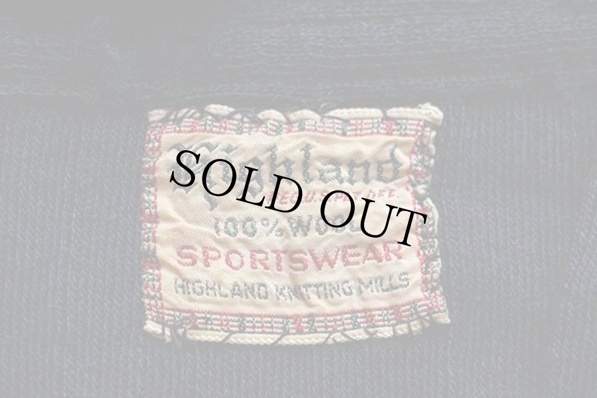 画像4: 40s Highland パチポケ 針抜き ウールニット ワークカーディガン 紺 (4)