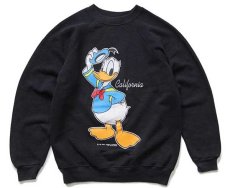 画像1: 90s Hanes DISNEYディズニー ドナルドダック スウェット 黒 M (1)