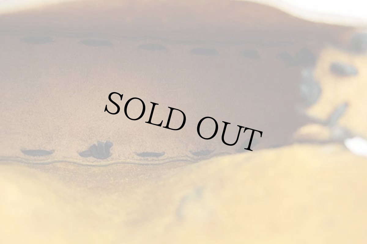 画像7: 70s キノコ 花柄 カービング ペイント レザー ショルダーバッグ 茶 (7)