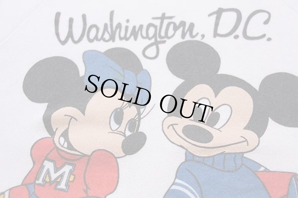 画像4: 80s USA製 Washington,D.C. ミッキー&ミニー マウス 両面プリント スウェット 白 S (4)