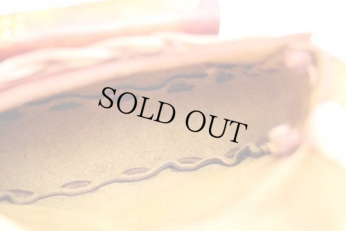 画像6: メキシコ製 花柄 カービング ペイント レザー ショルダーバッグ 茶 (6)