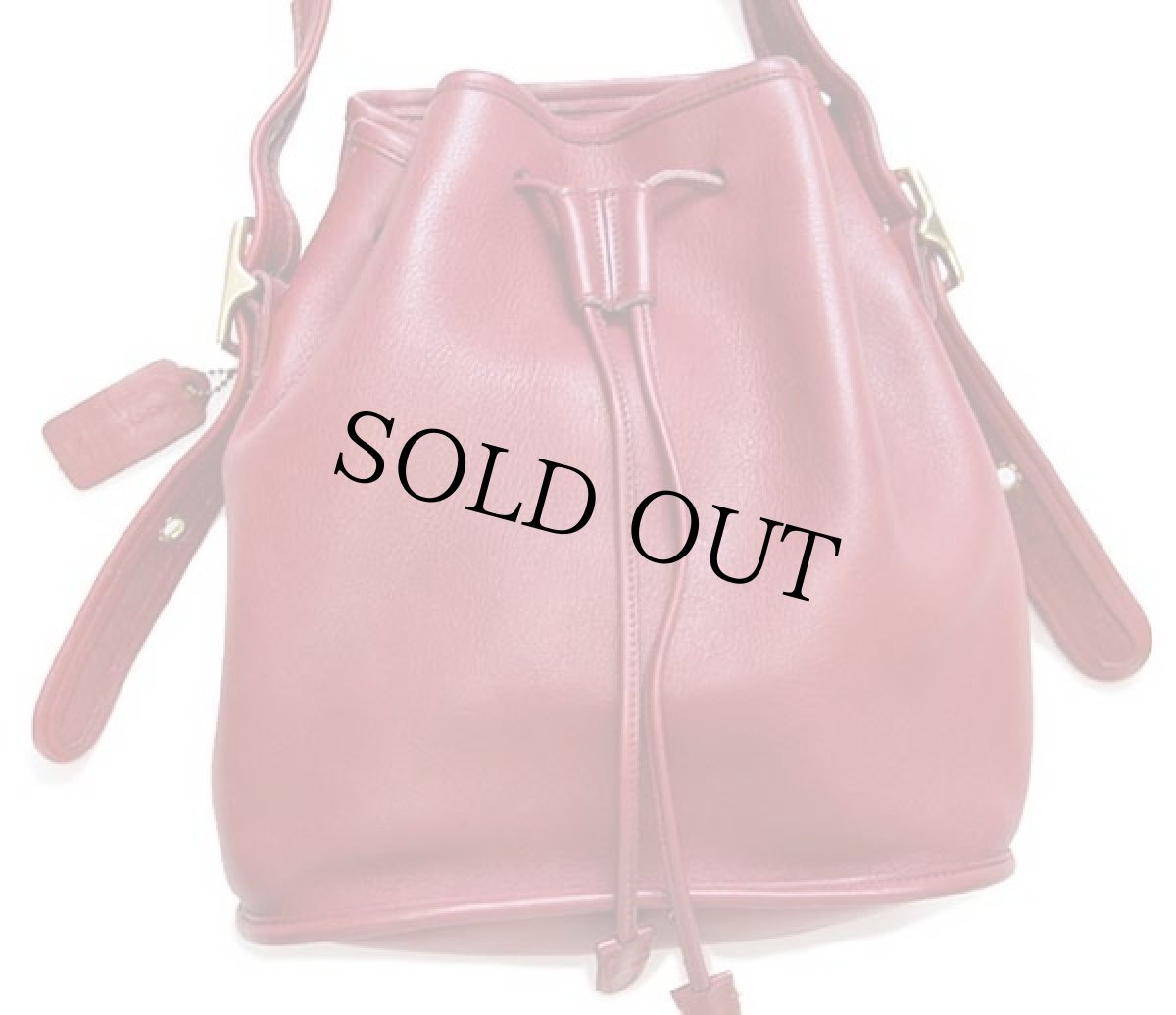 画像2: USA製 COACH オールド コーチ 巾着 レザー ショルダーバッグ 赤★9952 (2)