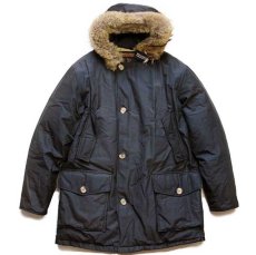 画像1: 00s USA製 WOOLRICH JOHN RICH&BROS. ウールリッチ コヨーテファー アークティックパーカー ダウンコート 紺 フェード M★B-9タイプ (1)