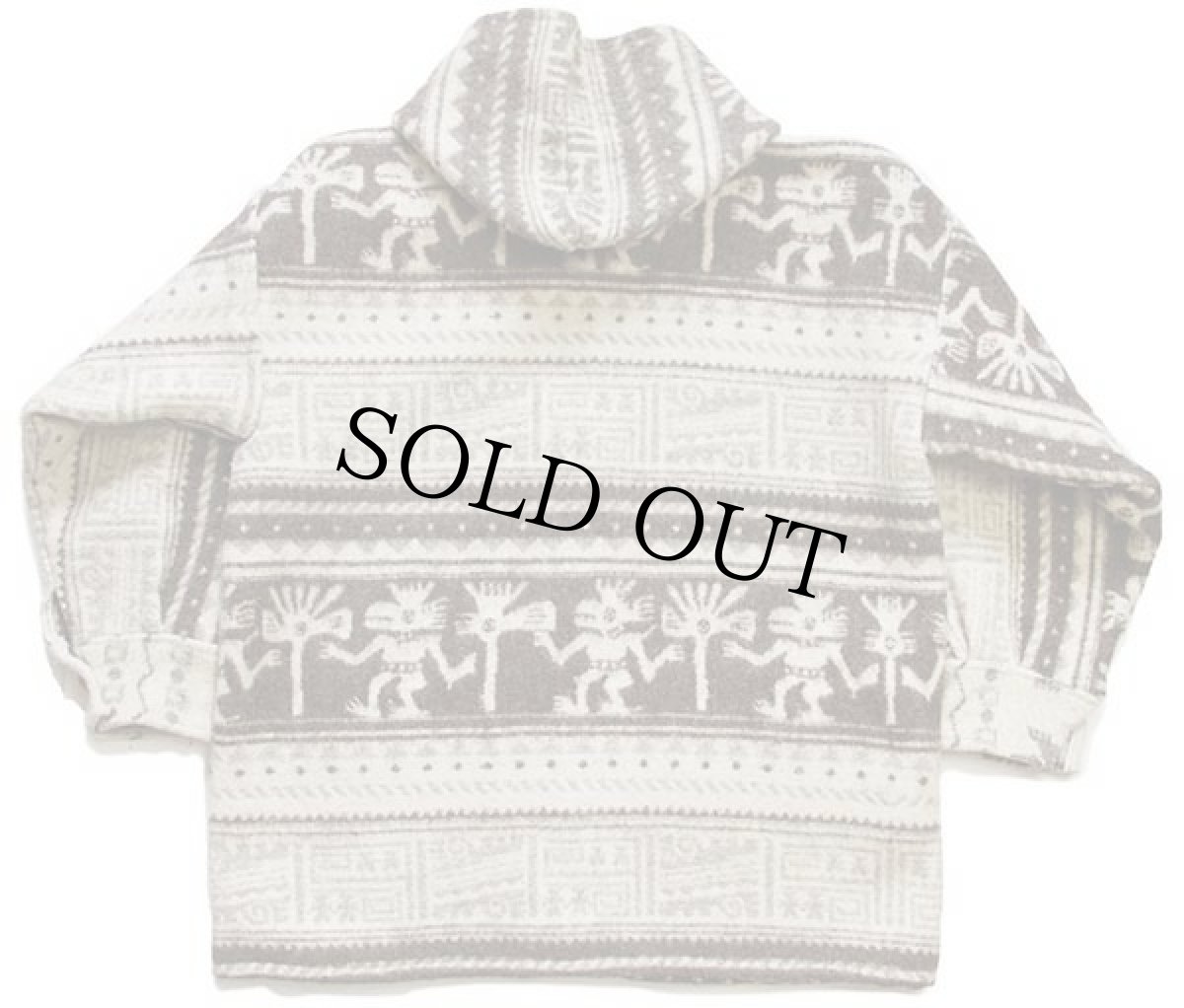 画像2: 80s UNKNOWN フォークロア柄 ウール ブランケット パーカー★B (2)