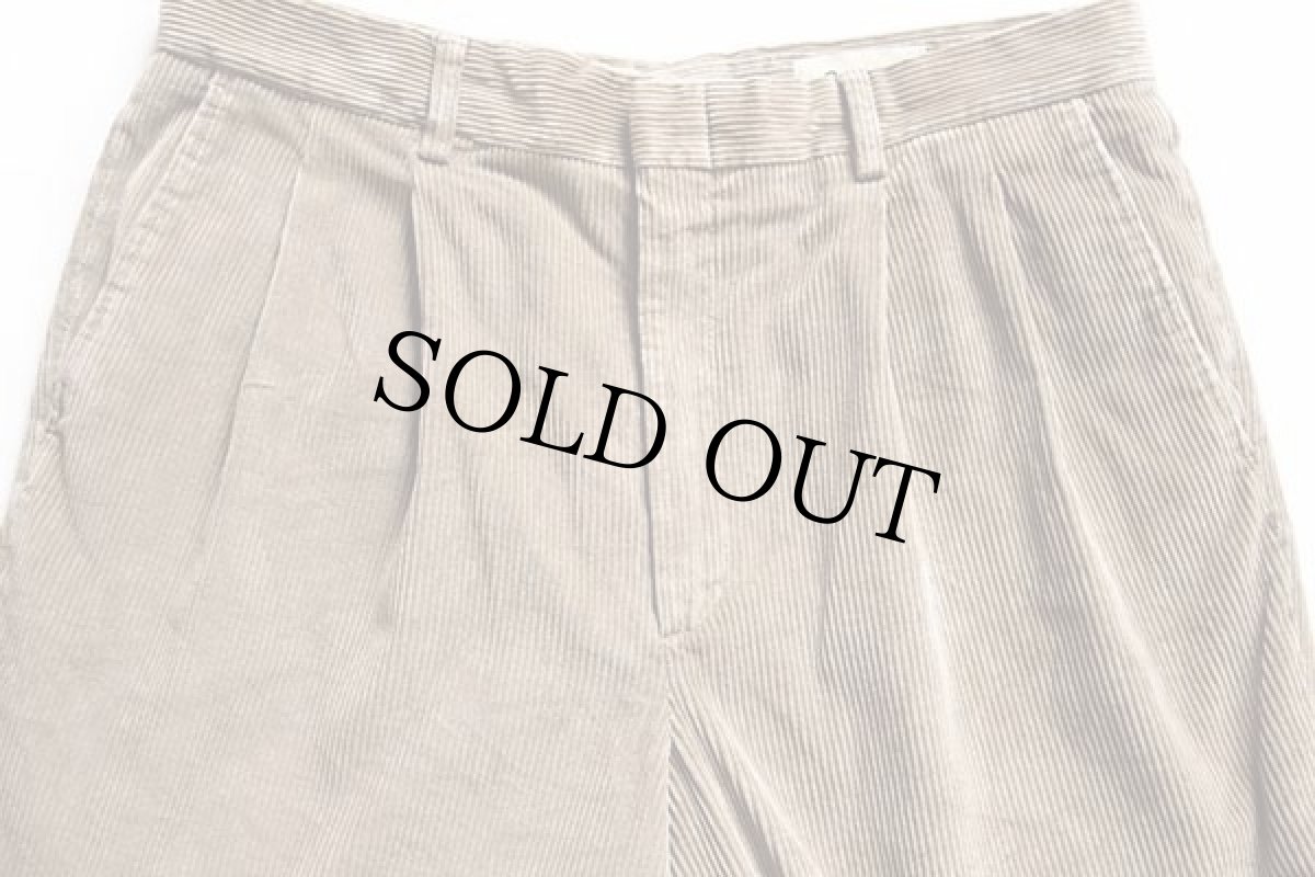 画像4: 90s EddieBauerエディーバウアー ツータック 太畝 コーデュロイパンツ グレーベージュ w36 L30 (4)