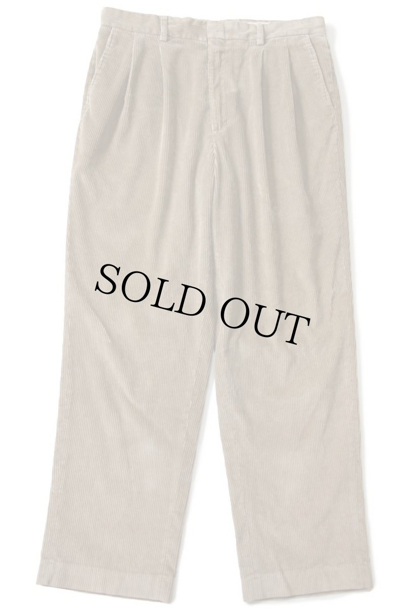 画像2: 90s EddieBauerエディーバウアー ツータック 太畝 コーデュロイパンツ グレーベージュ w36 L30 (2)