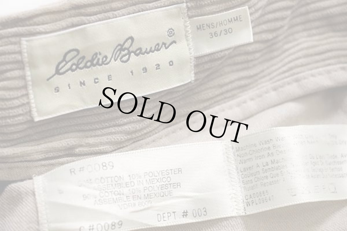 画像6: 90s EddieBauerエディーバウアー ツータック 太畝 コーデュロイパンツ グレーベージュ w36 L30 (6)