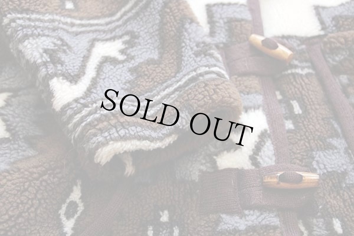 画像6: YAFFA ネイティブ柄 ショールカラー パイル フリース ガウン 42/44 (6)