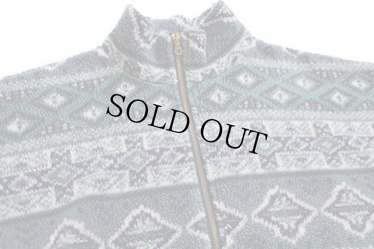 画像3: イタリア製 VINCI フォークロア柄 パイル フリースジャケット L (3)