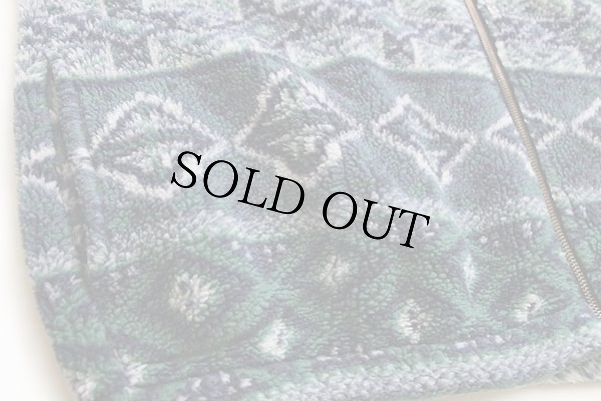 画像5: イタリア製 VINCI フォークロア柄 パイル フリースジャケット L (5)