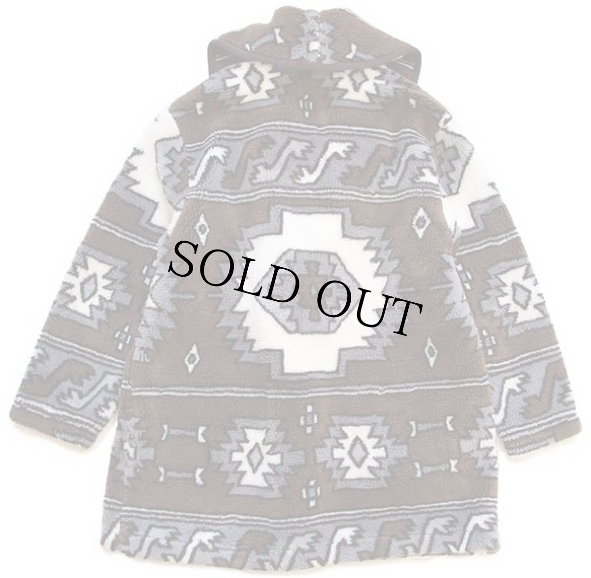 画像2: YAFFA ネイティブ柄 ショールカラー パイル フリース ガウン 42/44 (2)