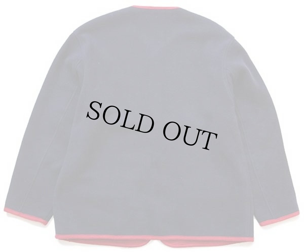 画像2: イタリア製 UNKNOWN ノーカラー チロリアン メルトンウール ジャケット 紺×赤 (2)