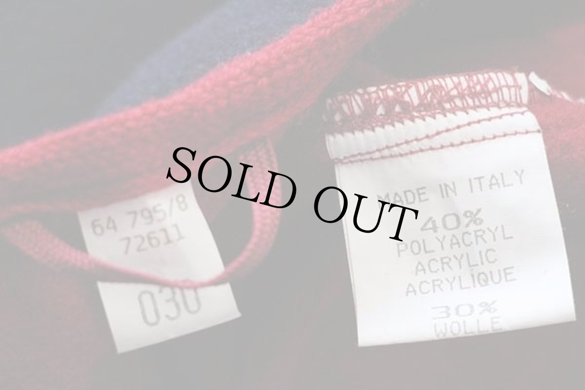 画像4: イタリア製 UNKNOWN ノーカラー チロリアン メルトンウール ジャケット 紺×赤 (4)