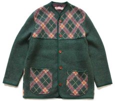 画像1: オーストリア製 Kitz-Pichler アーガイル柄 切り替え スタンドカラー チロリアン ボイルドウール ジャケット 50 (1)