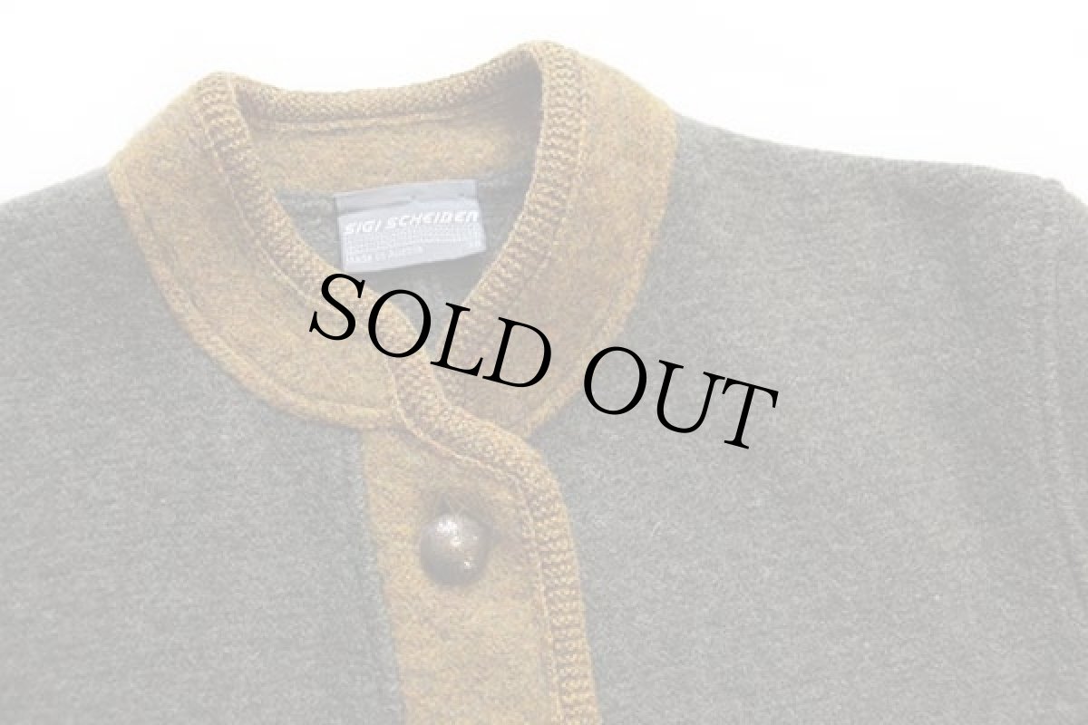 画像3: オーストリア製 SIGI SCHEIBER スタンドカラー チロリアン ボイルドウール ジャケット 深緑 38 (3)