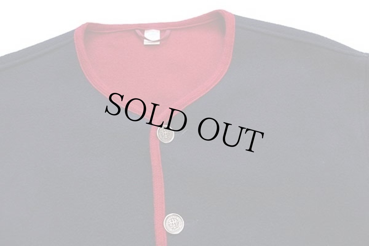 画像3: イタリア製 UNKNOWN ノーカラー チロリアン メルトンウール ジャケット 紺×赤 (3)