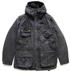 画像1: 00s Barbourバブアー INTERNATIONAL FOG PARKA キルティングライナー オイルドジャケット パーカー 黒 M (1)