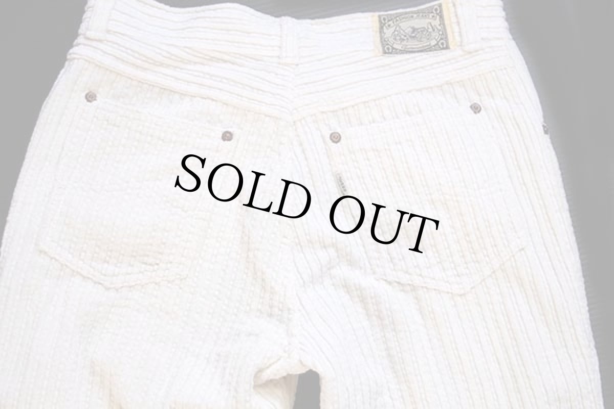 画像5: 70s FASHION JEANS フレア ランダム 極太畝 コーデュロイパンツ アイボリー w30★ブーツカット (5)
