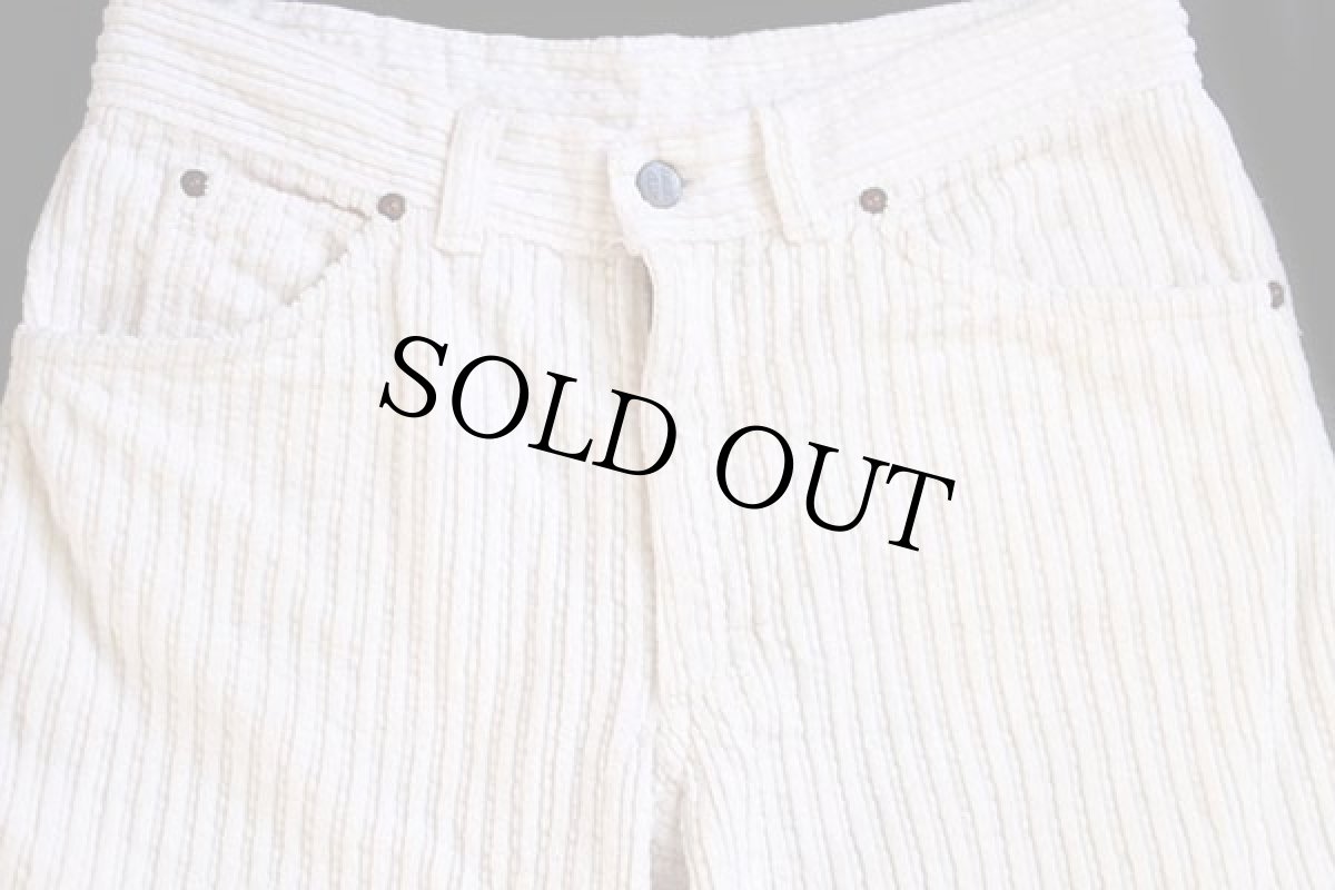 画像4: 70s FASHION JEANS フレア ランダム 極太畝 コーデュロイパンツ アイボリー w30★ブーツカット (4)