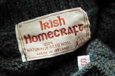 画像4: アイルランド製 Irish Homecraft ロールネック ケーブル編み ウール ハンドニット セーター 緑 ミックス S★フィッシャーマン (4)