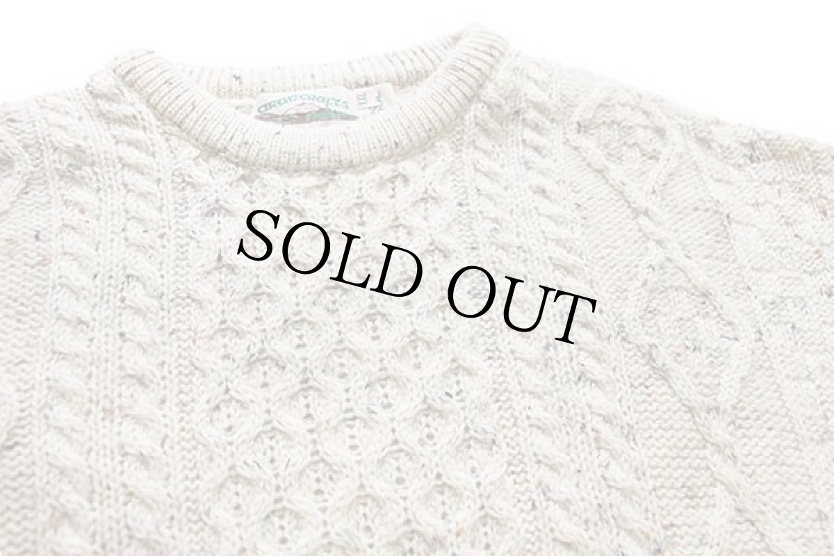 画像3: アイルランド製 aran crafts ケーブル編み ネップ入り ウールニット セーター ナチュラル XXL★フィッシャーマン (3)