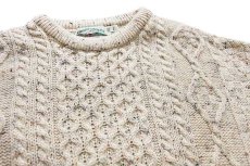 画像3: アイルランド製 aran crafts ケーブル編み ネップ入り ウールニット セーター ナチュラル XXL★フィッシャーマン (3)