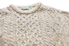 画像3: アイルランド製 aran crafts ケーブル編み ネップ入り ウールニット セーター ナチュラル XXL (3)