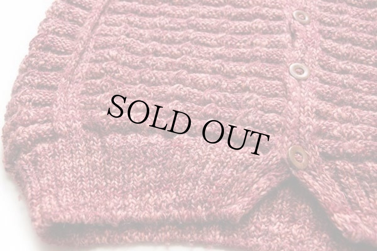 画像5: ビンテージ dritto&rovescio 立体編み ウールニット カーディガン 赤×ピンク (5)