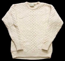 画像1: アイルランド製 gaeltarra ケーブル編み ウールニット セーター ナチュラル 40★フィッシャーマン (1)