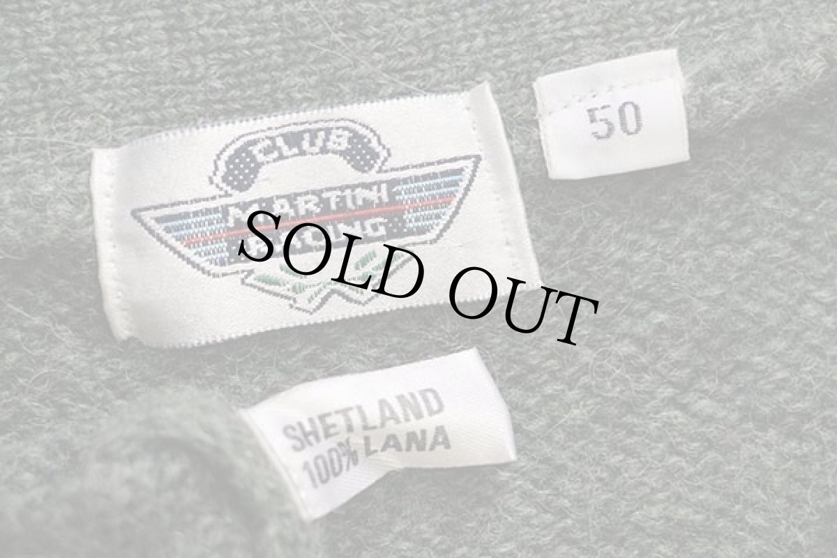 画像4: 90s MARTINI RACING アーガイル柄 シェットランド ウールニット カーディガン グリーン 50 (4)