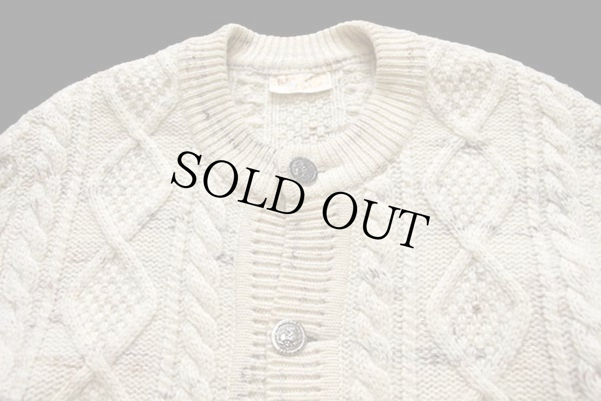 画像3: MOSCHEN Modell ケーブル編み ウールニット カーディガン ナチュラル 50★フィッシャーマン (3)