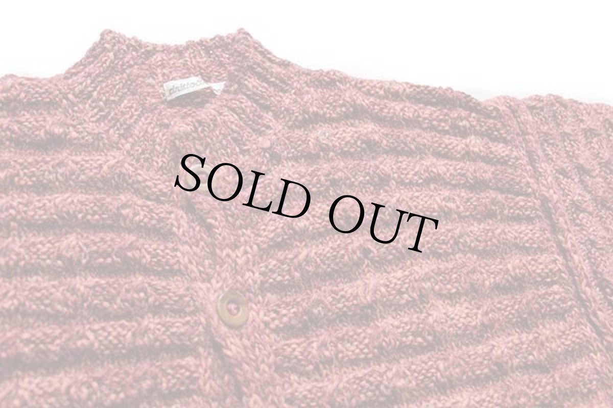 画像3: ビンテージ dritto&rovescio 立体編み ウールニット カーディガン 赤×ピンク (3)