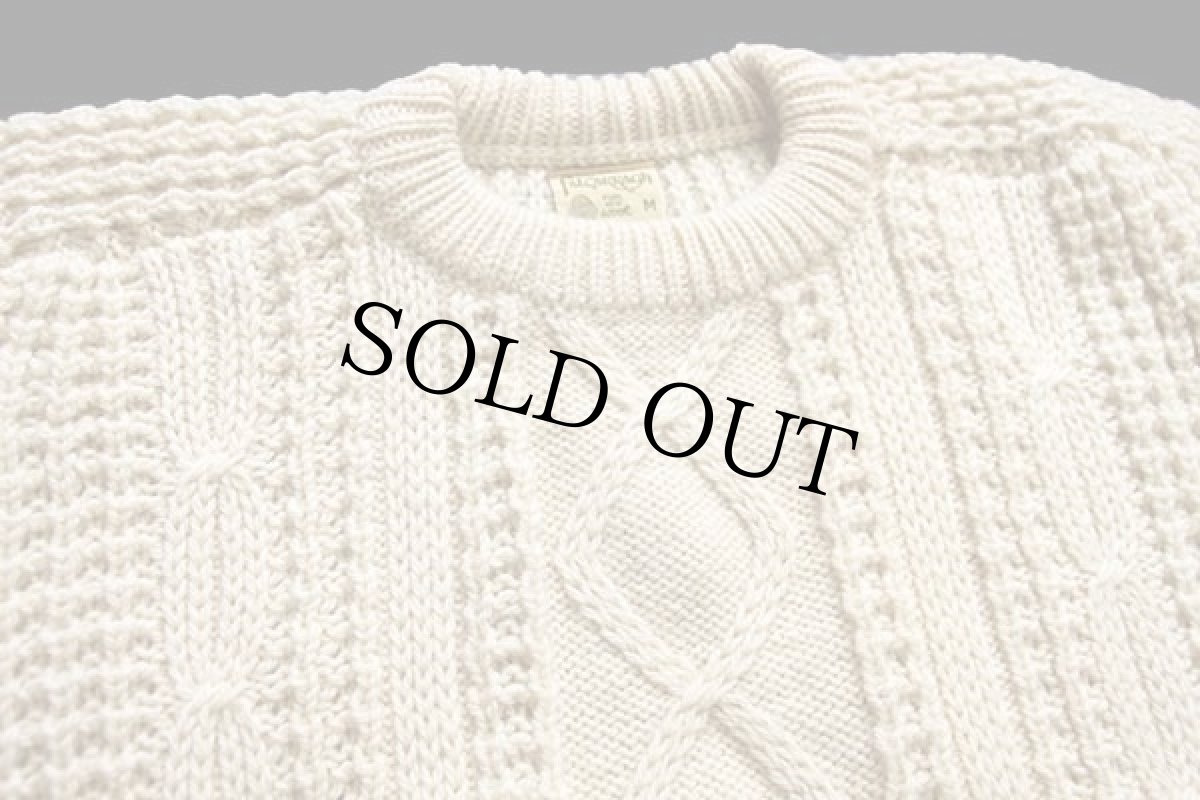 画像3: アイルランド製 fAlCARRAgh ケーブル編み ウールニット セーター ナチュラル M★フィッシャーマン (3)